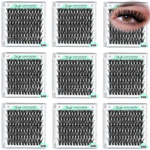 FARRED Lash Clusters Bulk 648 Pcs 50D Wispy Eyelash Clusters Wholesale 9 Box Lashes Clusters D Curl Cluster Eyelash Extensions Individual Natural DIY Lash Extesnion for Small Business and Personal Use