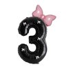 PLAP Birthday Number Balloon Bow Black Party Supplies 32 "Birthday Number Decoration (Black pink number 3)
