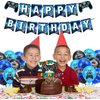 35pcs Blue Video Game Birthday Party Decorations For Boys,video Game Party Supplies Birthday Banner Balloons Cake Toppers For Kids Men Gamers Handheld Gamepad Theme Birthday Party Decoration