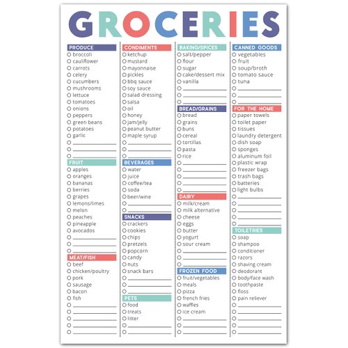 Sweetzer & Orange FastCheck Grocery List Magnet Pad for Fridge. 6x9” Magnetic Notepad with Printed Shopping List Items and Blank Grocery Shopping Spaces. 60 Page Notepad Weekly Planner