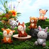 Aoriher 6 Pcs Christmas Mini Woodland Animals Plush Toys Bulk Gift4 Inch Cute Plush Bear Rabbit Squirrel Raccoon Stuffed Keychain for Baby Shower Birthday Party Table Centerpiece Decor(Regular Style)