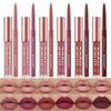 SUMEITANG 12Pcs Lip Liner and Lipstick Makeup Set, 6 Matte Nude Liquid Lip Stick With 6 Matching Smooth Lipliner pencil, All in One Waterproof Long Lasting Lipgloss, Girls&Women Lips Makeup Gift Set