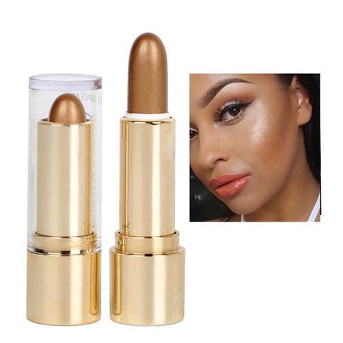 Contour Highlighter Stick,Bronzer Shimmer Stick,Long-lasting,Waterproof,Face Glitter Highlighter Makeup Stick (3# Bronze)
