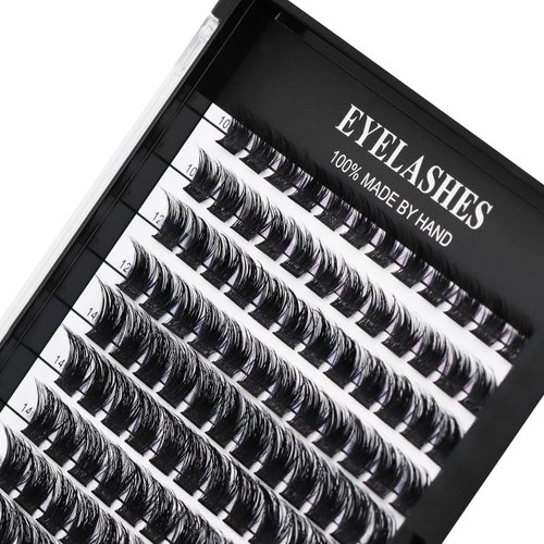 Hannahool Mixed 8-12-14-16mm/8-10-12-14mm/10-12-14-16mm/14-15-16mm Wide Stem Individual False Eyelashes Soft Lightweight Volume Eyelashes Extensions Makeup Cluster Lashes (mixed 10-12-14-16mm)