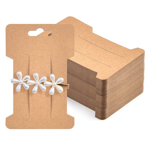 Coopay 150 Pieces Hair Clip Display Cards Hair Bow Display Holder Rectangle Hair Barrettes Jewelry Hair Accessories Display and Organizing, Kraft Paper Cards, 4-1/4 x 2-3/4 Inches
