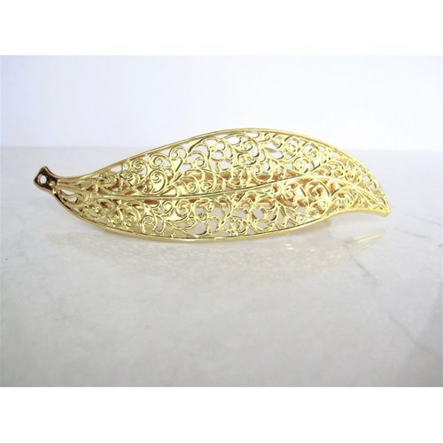 Gold or silver leaf hair clip clamp barrette (Primary color: Gold)