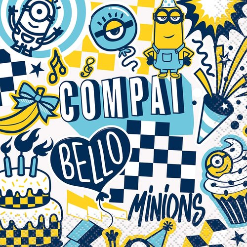 Unique Multicolor Minions 2 Beverage Napkins - 5" x 5" (16 Count) - Perfect for Themed Parties & Kid's Celebrations