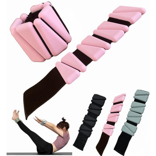 Bangles Weights Set of 2(1Lbs Each) Adjustable Wearable Wrist & Ankle Weights -Silicone Workout bracelet Weights for Women and Men suitable for Gym, Yoga, Dance, Jogging, Pilates &, Pool Exercises (Pink)