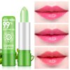 2PCS Aloe Vera Lipstick,Long Lasting Nutritious Color Changing Lip Balm,Natural Moisturizer Magic Temperature Color Change Lip Gloss,Green