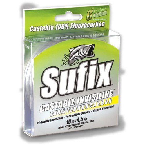 Sufix Invisiline Casting Flourocarbon 100-Yards Spool Size Fishing Line (Clear, 10-Pound)