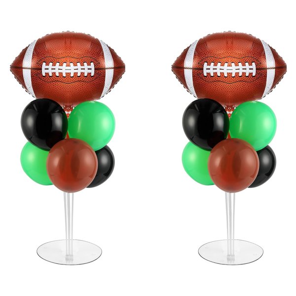 Football party Balloons Stand Kit 2 Sets with 2 Rugby Ball Foil Balloons Football Themed Party Balloon Centerpiece for Tables for Game Sports Birthday Party Football Themed Decorations