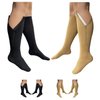 HealthyNees 2 Pairs Set Closed Toe 20-30 mmHg Zipper Compression Fatigue Swelling Circulation Knee Length Socks (2XL)