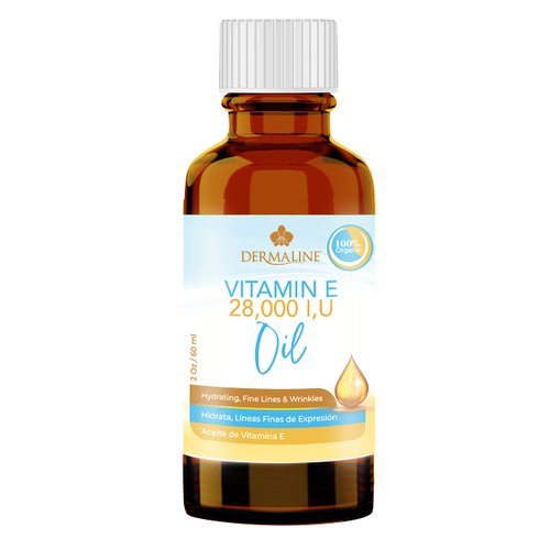 DERMALINE Organic Vitamin E Oil 28,000 I.U. Daily Skin Moisturizer for Skin