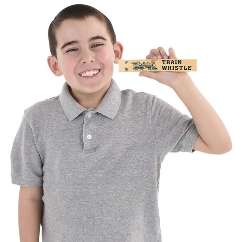 Wooden Train Whistles (Pack of 12) - Wood Train Whistle for Kids, Train Party Favors, Theme Birthday Decorations, Noisemakers, Goodie Bag Filler, Small Game Prizes, Stocking Stuffers