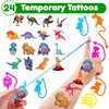 36PCS Dinosaur Party Favors - 24PCS Temporary Tattoos 12PCS Sticky Hands Perfect Birthday Supplies for Kids Stretchy Fidget Goodie Bag Stuffers Treasure Box Toys Classroom Prizes Student Gifts