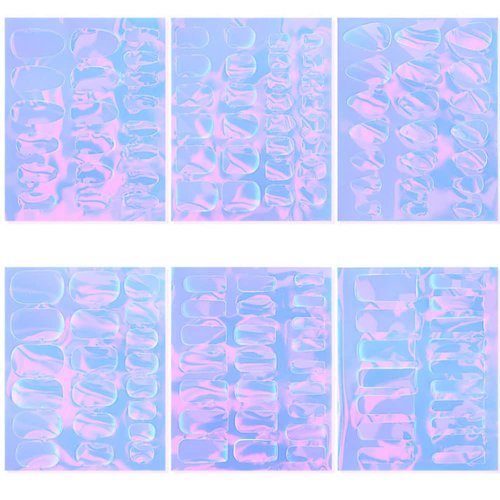 XEAOHESY 12 Sheets Aurora Nail Foil Sticker Ice Cellophane Nail Film Holographic Nail Art Stickers Laser Nail Decals for Women Girls Nail Art Decoration (6 Shapes)