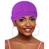BEACE Silk Satin Lined Pre-Tied Turban Durag Head Wrap for Men & Women, Halo Turban Skull Cap Bonnet Hair Cover for Sleeping Purple