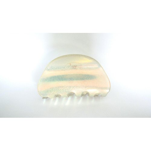 Generic Clear frosted white spotted iridescent hair claw clip