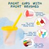 FHDUSRYO 30PCS Spill-Proof Paint Cups with Paint Brushes and Lids, No Spill Paint Cups with Colored Lids, Paint Containers with Lids Toddler Paint Set for Kids