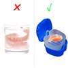 OBTANIM 2 Pack Denture Bath Cup Case Box Holder Storage Soak Container with Strainer Basket for RetainersTravel False Teeth Cleaning (Blue, Green)