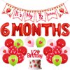 Sursurprise Strawberry Half Birthday Decorations, It’s My 1/2 Birthday Banner, Strawberry 6 Months Balloons, 1/2 Birthday Cake Topper for Girls 1/2 Birthday Party Supplies