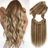 Clip in Hair Extensions Upgrade U-Shaped with 5 Secure Clips Highlight 8P613 Hair Extensions 16 Inch 50g Extensions Ash Brown with Bleach Blonde Hairpieces