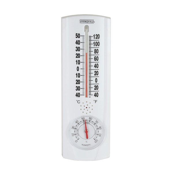 Springfield Vertical Thermometer and Hygrometer, Indoor Outdoor Thermometer, Wireless Humidity Meter for Patio, Garden, or Nursery areas (9.125-Inch)