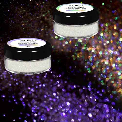 Boko Sparkle Glitter Powder 14g Cosmetic Iridescent White Glitter Carnaval Body Makeup for Glitter Eyeshadow Lip Face Paint Nail Art Christmas Concert Party Rave Accessories - Colorful Sunset