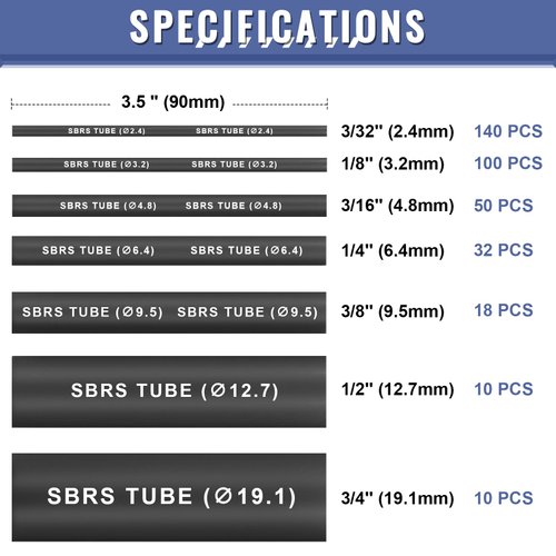 Heat Shrink Tubing Kit - Sopoby 3:1 Ratio Adhesive Lined, Marine Grade Automotive Industrial Shrink Wrap - Black 360 PCS