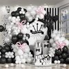 Jobkoo Black and White Balloon Arch Kit Bow Pearl White Black Latex Balloons Garland with Pink Bow Balloons for Girls Women Coquette Bachelorette Baby Bridal Shower Birthday Wedding Party Decorations