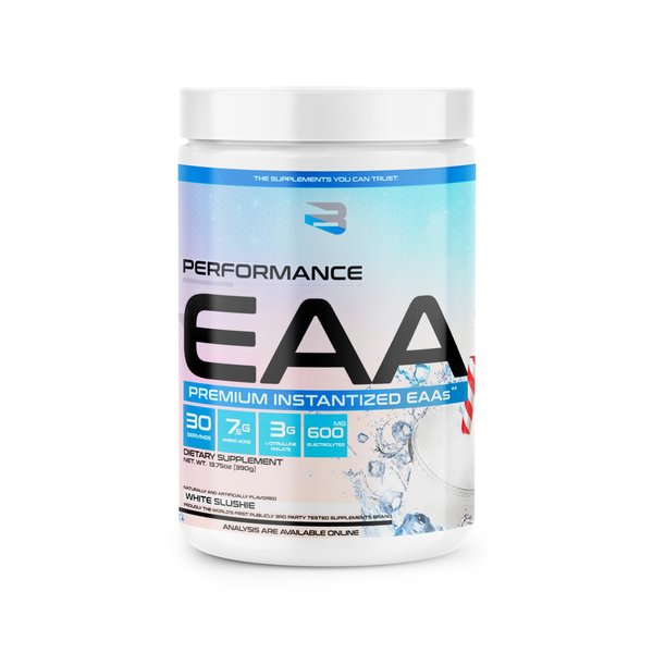 Believe Supplements Performance EAA - Essential Amino Acids Formula | Boost Muscle Recovery, Performance & Hydration | Sugar-Free & Delicious Flavors Available! (30 Servings) (White Slushie)