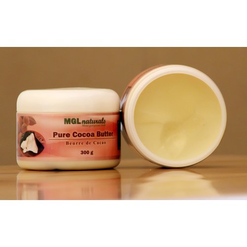Raw Cocoa Butter, whipped, unrefined. Moisturizing and nourishing body butter for gorgeous skin. Use as cream for stretch marks, tattoo care, dry skin, feet and hands. From Ghana,11 oz / 300g