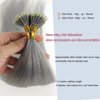 Nano Ring Hair Extensions Human Hair Keratin Cold Fusion Nano Tip Micro Nano Beads Link Thick Hair Balayage Highlight Ombre Real Remy Hair 1g/s (16inch50gr50s, Silver Gray)