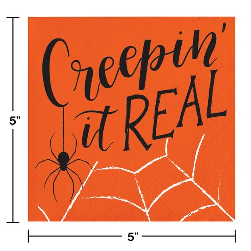 Creative Converting Creepin It Real Halloween Beverage Napkins, 5", Multi-color
