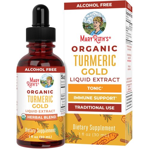 USDA Organic Turmeric Gold Liquid Drops by MaryRuth's | Liquid Herbal Blend | Turmeric Curcumin, Black Pepper, Cassia Cinnamon Bark, Ginger Root | Immune Support | Non-GMO | Vegan | 1oz