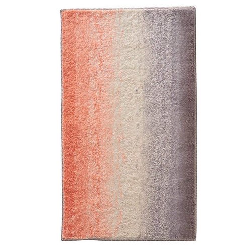 iDesign Ombre Microfiber Polyester Bath Mat, Non-Slip Shower Accent Rug for Master, Guest, and Kids' Bathroom, Entryway, 34" x 21", Coral, Ivory, and Gray
