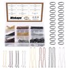 Wokape 420Pcs 2" Bobby Pins and 2.4" U Shaped Hair Pins with Black Rubber Bands Soft Elastic Bands Assortment Kit, Blonde Hair Pins for Buns Women Girls with Storage Box