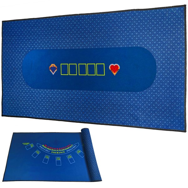 BALIKEN 36x72 Inches Texas Holdem Poker Mat & Blackjack Table Top Casino Felt Professional Grade Mat (Blue)