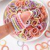 300Pcs Small Hair Ties for Baby Kids Girls Thin Hair, No Crease Toddler Soft Elastic Hair Ponytail Holders, Cute Cotton Thread Style Hair Bands 0.8inch Mini Hair Ties No Damage, BlueZOO