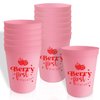 Usumz Berry Sweet 1st Baby Plastic Cups, 16oz Pink Strawberry Birthday Reusable Cups, Strawberry Shortcake Baby Shower Birthday Drinkware, Berry Theme First Birthday Party Supplies 12Pcs