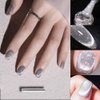 VERONNI Reflective Diamond Cat Eye Gel Nail Polish Sparkle Explosion Diamond Gel Nail Bright Silver Glitter Cat Eye Gel Bungee Nail Gel Broken Diamond Soak Off UV LED Gel(E-01) with a magnet
