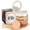 FantasyDay 5 Colors Long-Lasting Lightweight Multi-layer Matte Loose Setting Powder Pressed Face Makeup Concealing Shading Powder Foundation for All Skin Tones, Minimizes Fine Lines & Imperfections