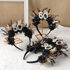 PartyforU 60th Birthday Headband for Women - 60th Birthday Crown Black Happy 60th Birthday Headband for Mom Grandma 60 Year-old Gifts for Her Birthday Party Accessory