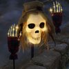3 Pcs Halloween Pathway Lights Outdoor, 30 LEDs Halloween Skull and Arms Stake Lights for Halloween Outdoor, Yard, Lawn, Garden, Patio Decorations