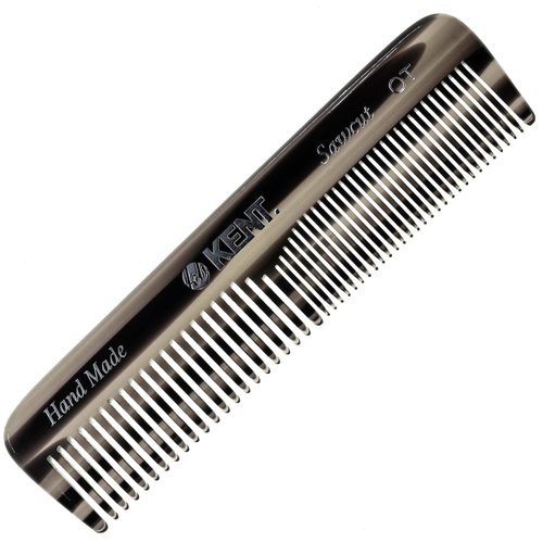 Kent OT 4.5 Inch Small Graphite Double Tooth Hair Pocket Comb, Fine/Wide Tooth Comb For Grooming Styling Hair, Beard and Mustache, for Men, Women and Kids. Saw Cut Hand Polished. Handmade in England