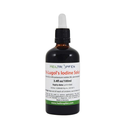 2.2% Lugol's Iodine Solution 3.4 Fl Oz | Pharmaceutical Grade Ingredients | Lugols Solution Made with Iodine and Potassium Iodide. Heiltropfen®