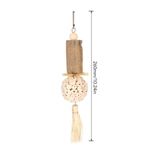 JOROBURO Sola Stick Bird Toys, Fun Interactive Soft Ball Log Sola Wood Corn Leaf Silk Parrot Chew Toys, Relieve Boredom Hanging Bird Toys for Parakeets Parrotlets Cockatiels