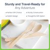 300 PCs Compostable Cutlery Set | Wooden Compostable Utensils Set 120 Forks 90 Knives 90 Spoons | Disposable Wooden Cutlery with Plastic Free Packaging | Eco Friendly Disposable Cutlery set for Party