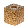 KOUBOO 1030055 La Jolla Rattan Square Tissue Box Cover, 5.5" x 5.5" x 5.75", Honey Brown