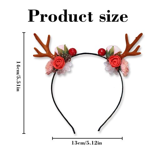 Reindeer Antlers Headband, Reindeer Ears, Reindeer Costume, Deer Antler Headband, Reindeer Antlers, Reindeer Hat, Holiday Hat, Antler Headpiece for Women Christmas Party Halloween Costumes